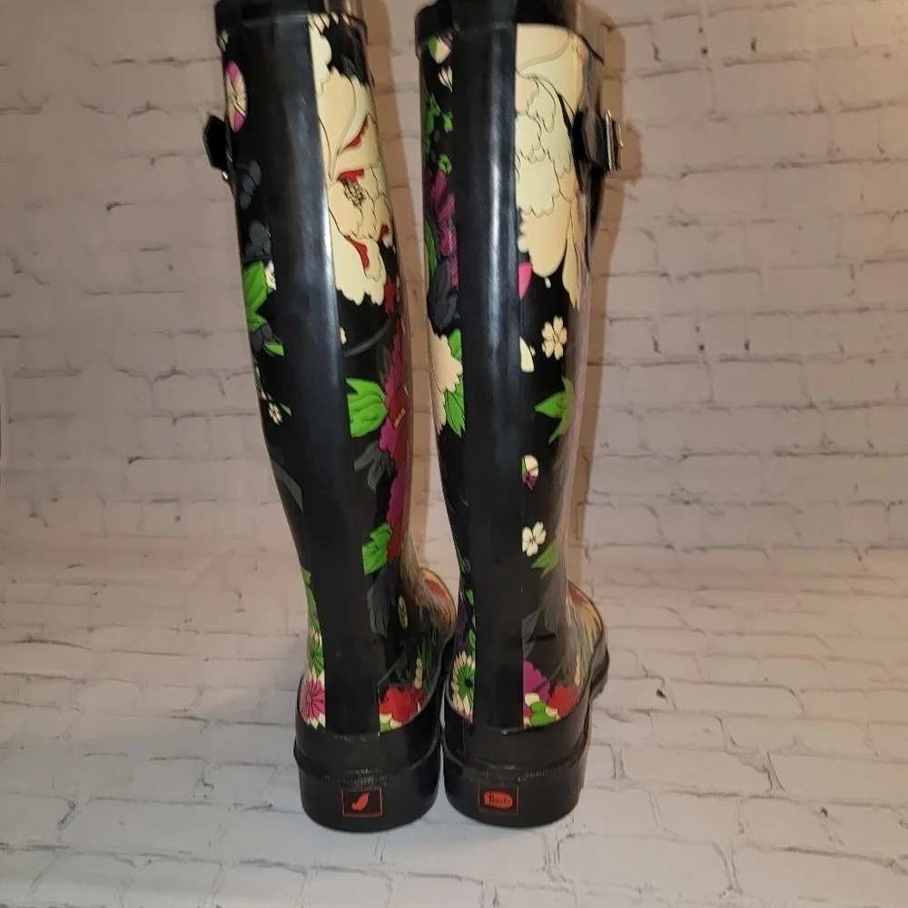 Sakroots Floral Knee High Rubber Rain Boots Size 6